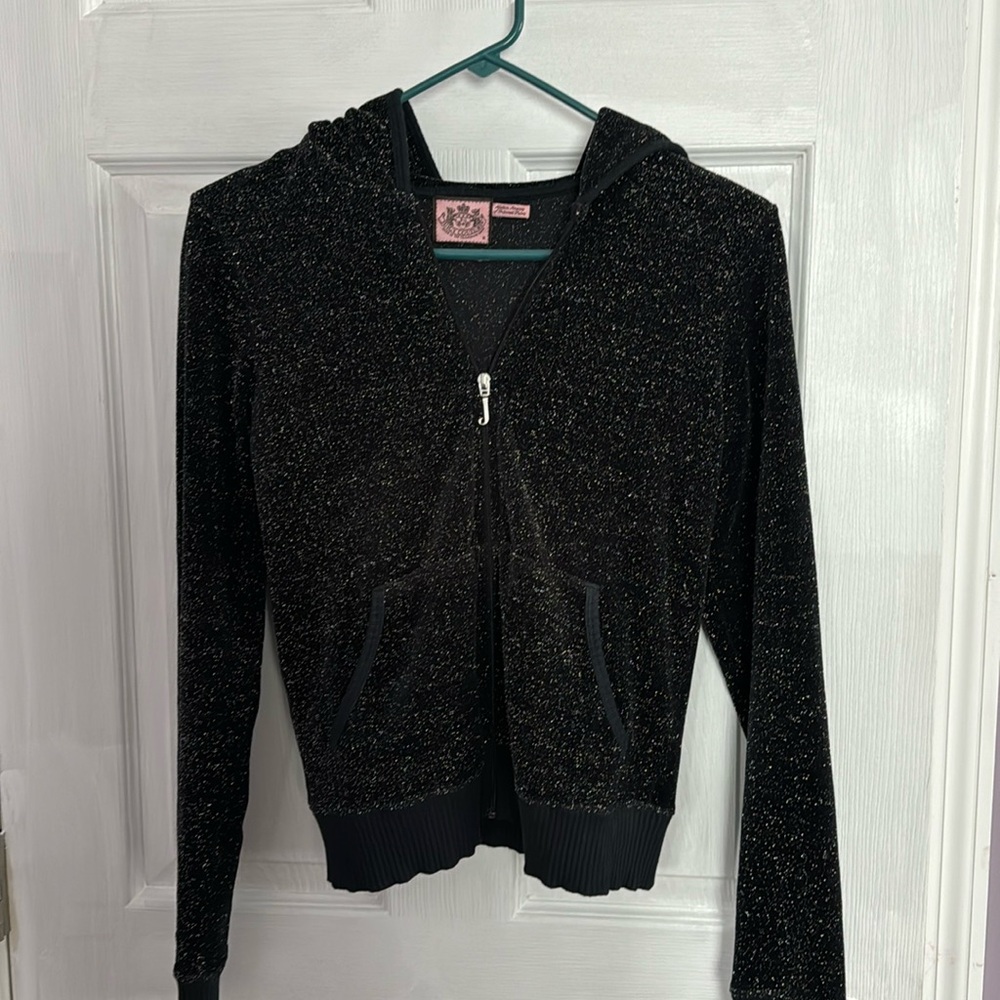 Womens juicy courture black sparkly hooded sweatshirt